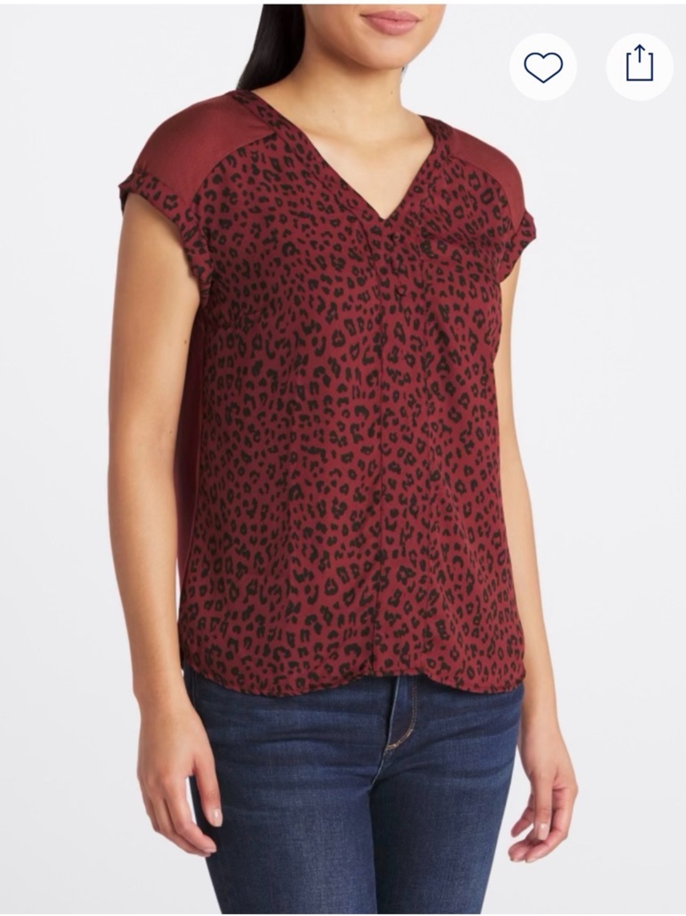Fortune + Ivy Burgundy Leopard Print Top